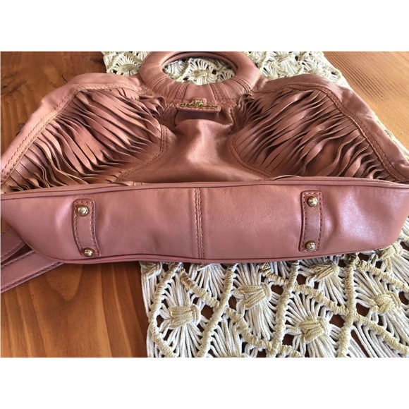 GUSTTO Donna Torso Pink Fringed Leather Boho-Fabulous Crossbody Satchel RARE EUC - Picture 5 of 13
